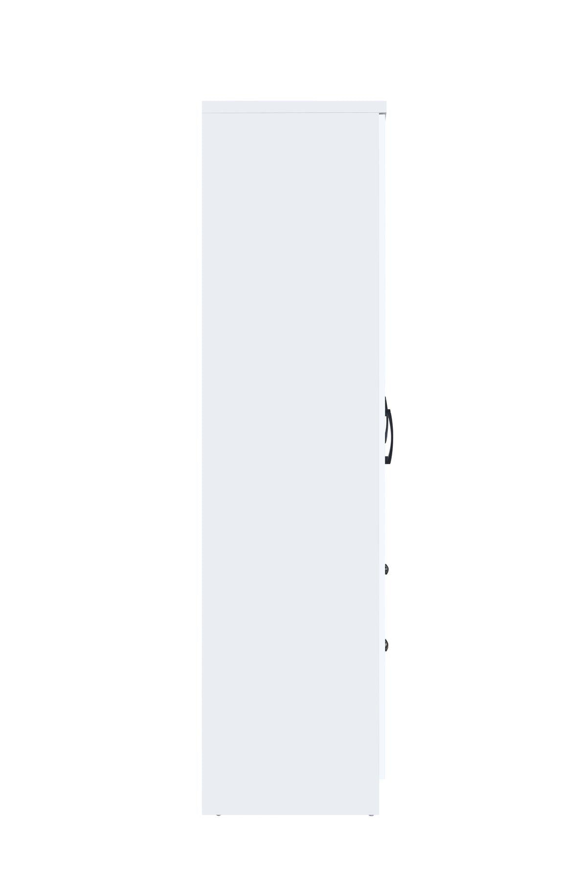 6 Door Wardrobe - White (Black Handles)