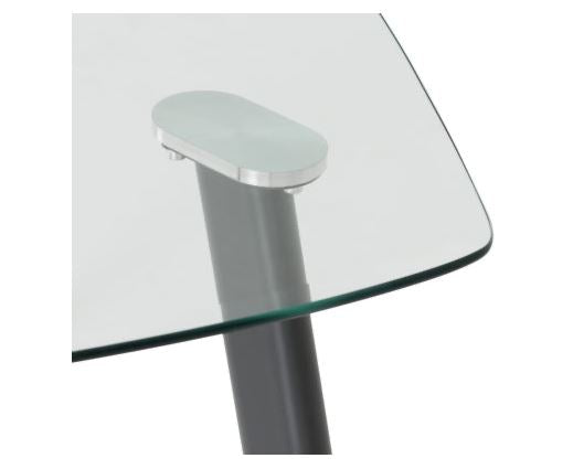 Alice Dining Set - Clear Glass/Grey/Grey Faux Leather