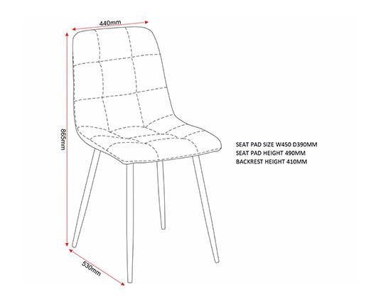 FENTON DINING CHAIR (X2 PER BOX) - DARK GREY SUEDE FABRIC