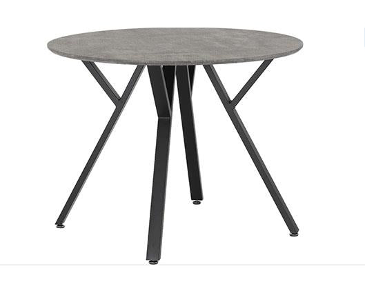ATHENS ROUND & AVERY DINING SET (X4 CHAIRS) - CONCRETE/SAPPHIRE BLUE VELVET