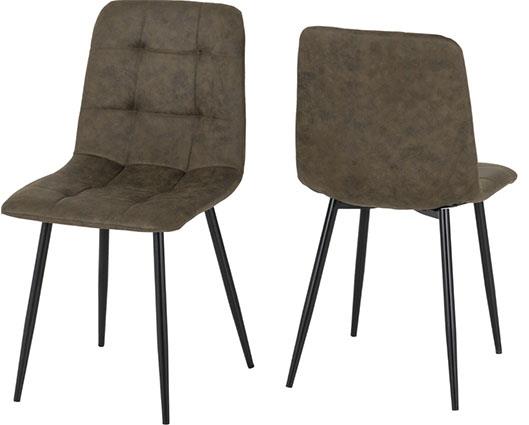 FENTON DINING SET (X4 CHAIRS) - WHITE/OLIVE GREEN SUEDE FABRIC