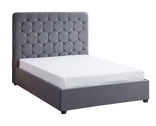MADISON 5' BED - GREY VELVET FABRIC