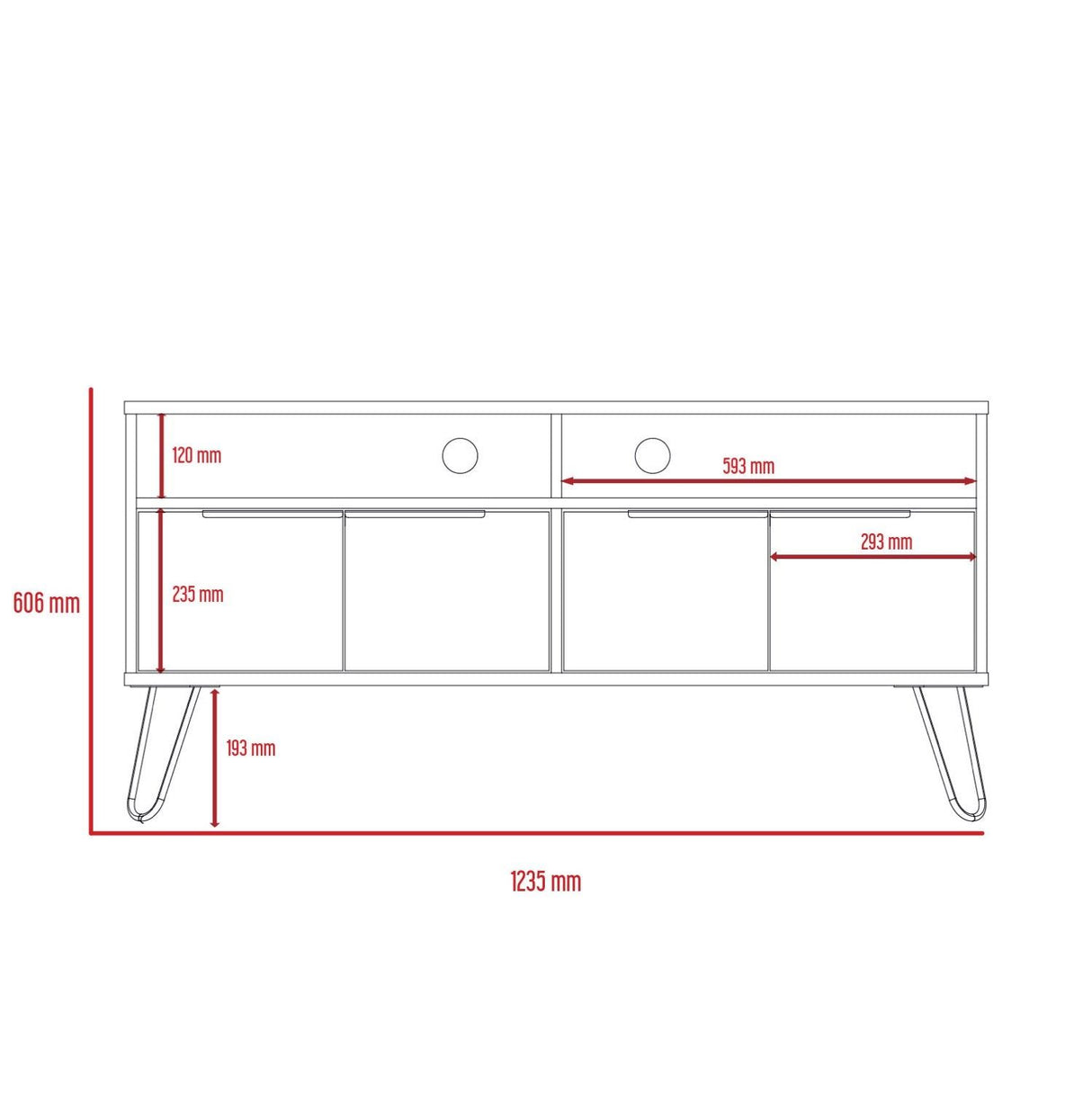 Viva Wide Screen TV Rack with 4 Doors