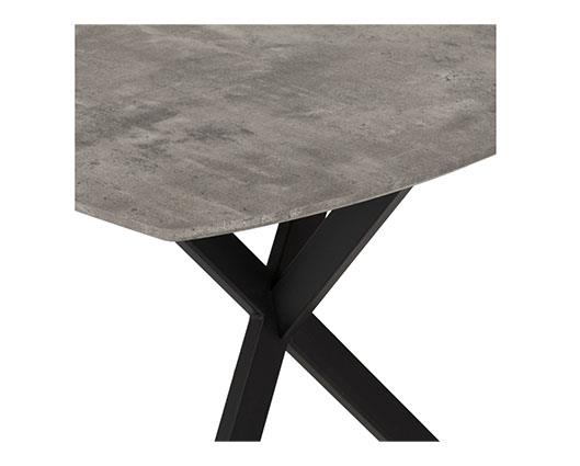 ATHENS RECT & AVERY DINING SET (X4 CHAIRS) - CONCRETE/SAPPHIRE BLUE VELVET