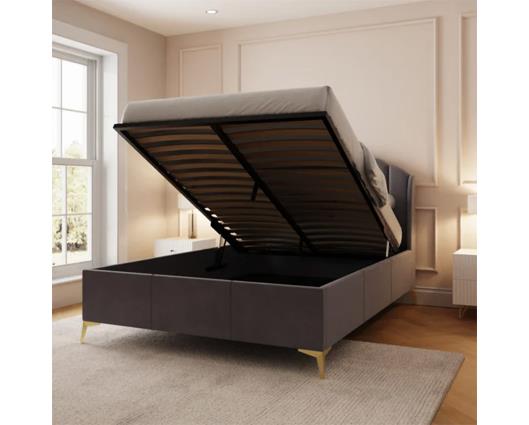 Pettine End Lift Ottoman Double Bed - Grey