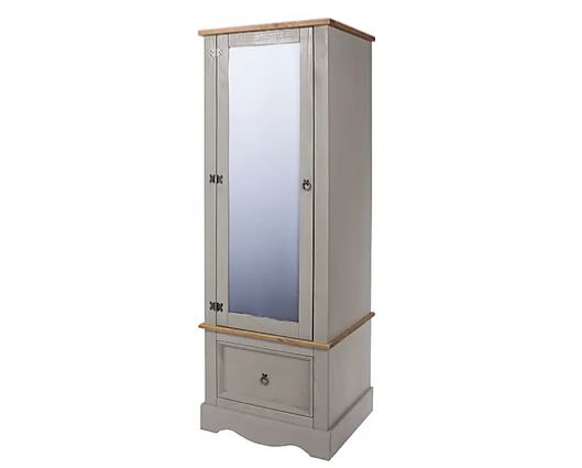 Corona Grey Armoire With Mirrored Door