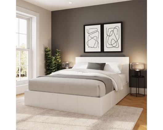End Lift Ottoman Small Double Bed - White