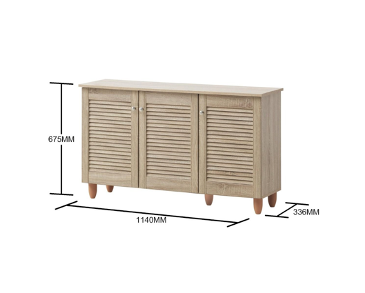 Traditional 3 Door Shoe Cabinet-Oak