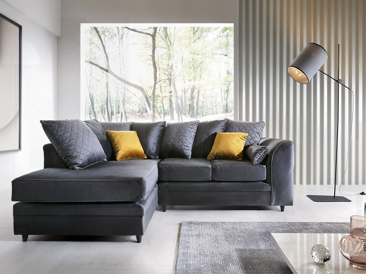 Chevelle Left Hand Facing Corner Sofa - Dark Grey