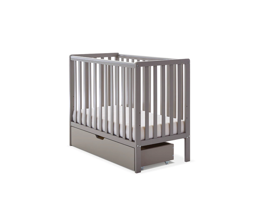 Space Saver Cot, Under Drawer & Eco Plus Foam Mattress-Taupe Grey