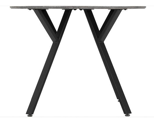 ATHENS ROUND & AVERY DINING SET (X4 CHAIRS) - CONCRETE/SAPPHIRE BLUE VELVET