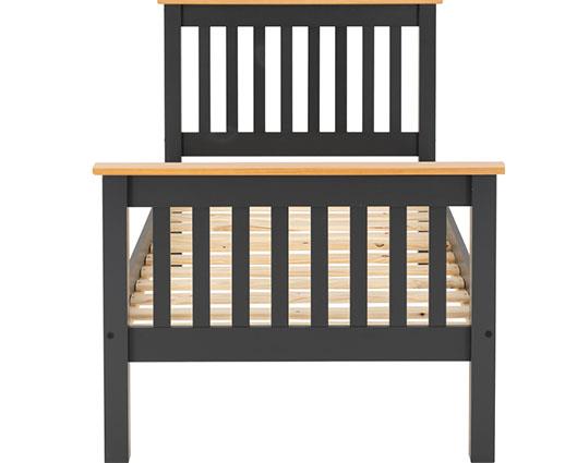 MONACO 3' HIGH END BED - DARK GREY/OAK EFFECT