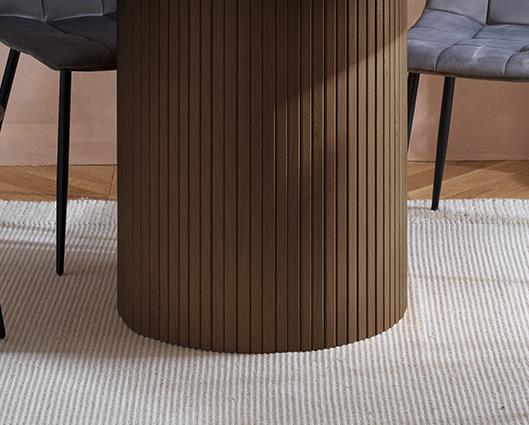 Axel Fluted Dining Table with 4 Fabric Chairs - Walnut