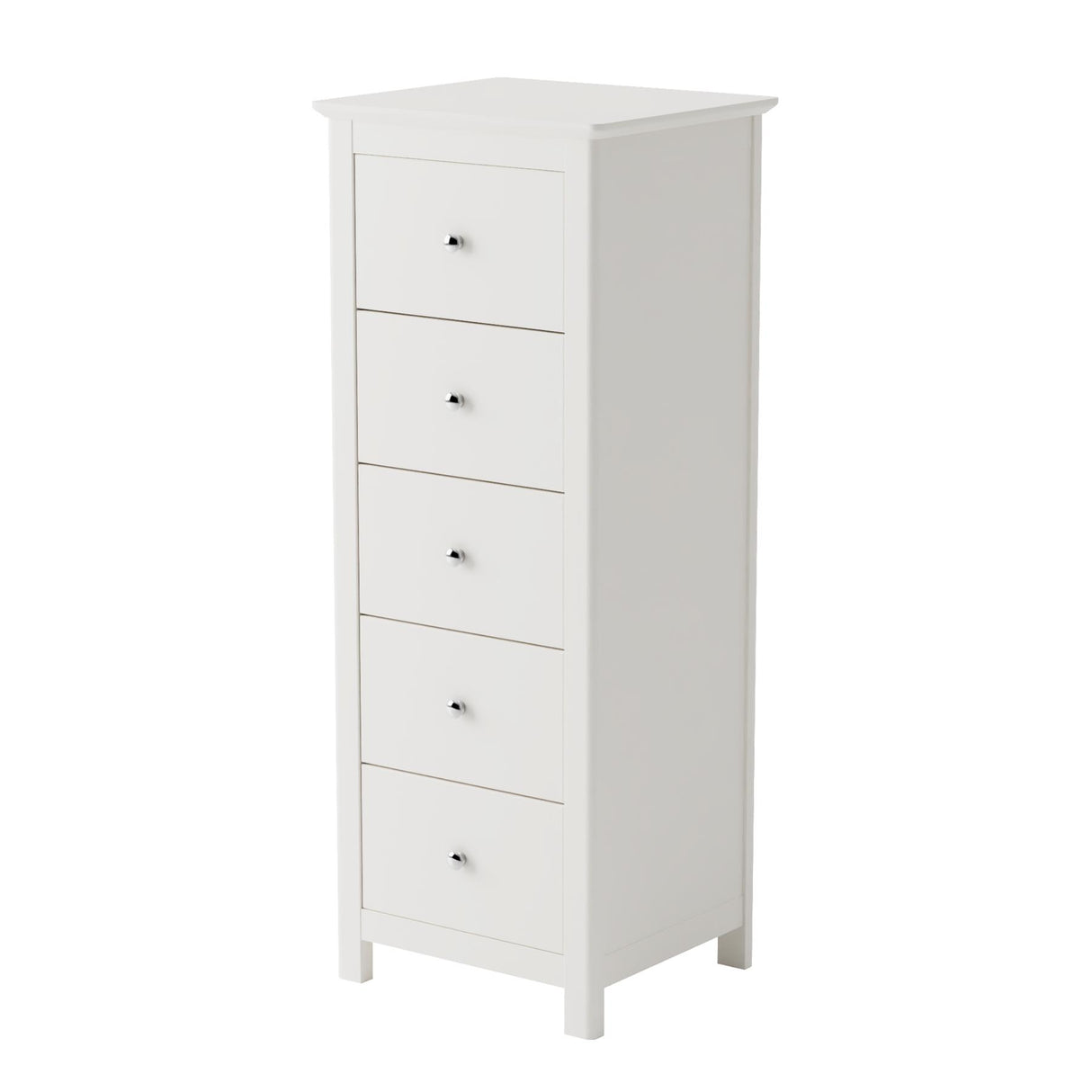Nairn White 5 drawer narrow chest of drawers