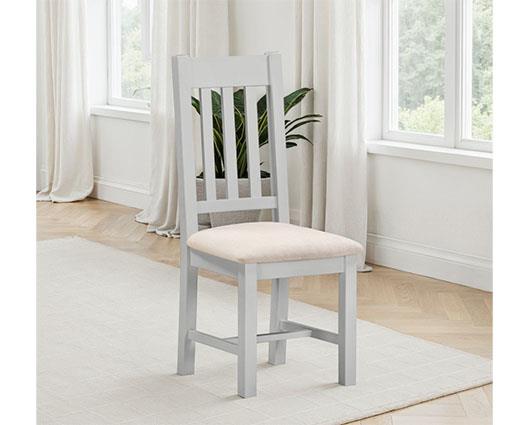 WINDSOR SLATTED DINING CHAIR (X2 PER BOX) - PEBBLE GREY/OAT FABRIC