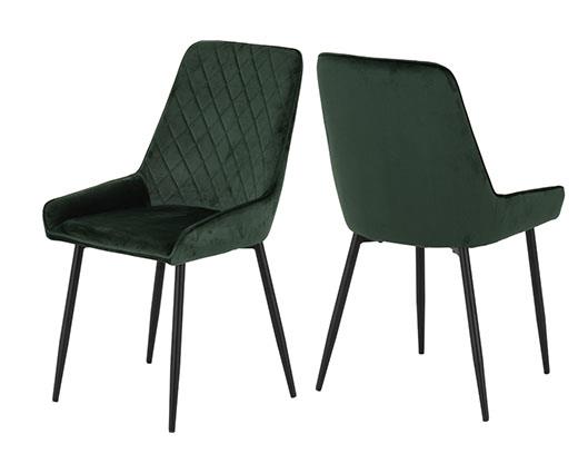 QUEBEC STRAIGHT & AVERY DINING SET (X4 CHAIRS) - MEDIUM OAK EFFECT/EMERALD GREEN VELVET