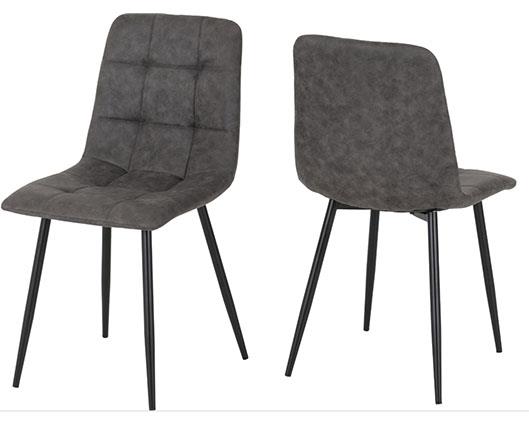 FENTON DINING SET (X6 CHAIRS) - WHITE/DARK GREY SUEDE FABRIC