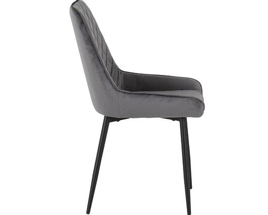 ATHENS RECT & AVERY DINING SET (X4 CHAIRS) - CONCRETE/GREY VELVET