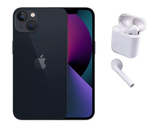 Refurbished Apple iPhone 13 128GB Midnight with Wireless Headphones