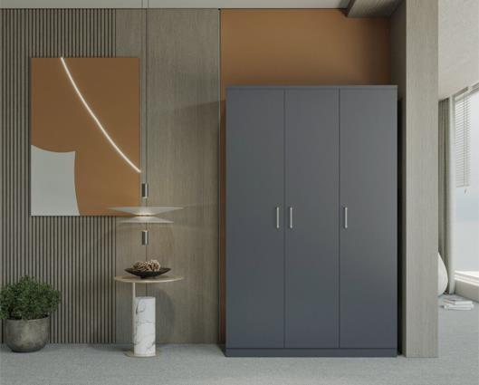 DAKOTA 3 DOOR WARDROBE - DARK GREY