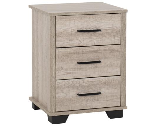 OLIVER 3 DRAWER BEDSIDE - LIGHT OAK EFFECT