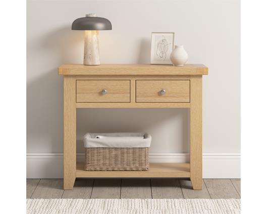 WINDSOR 2 DRAWER CONSOLE TABLE - NATURAL OAK