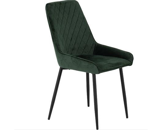 ATHENS RECT & AVERY DINING SET (X4 CHAIRS) - MEDIUM OAK EFFECT/EMERALD GREEN VELVET