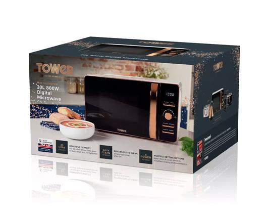 Tower 800W 20L Digital Microwave Rose Gold