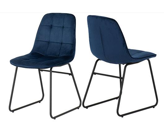 MARLOW & LUKAS DINING SET (X4 CHAIRS) - BLACK MARBLE/SAPPHIRE BLUE VELVET