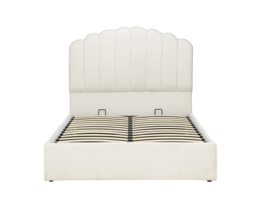Monaco Fabric Ottoman King Bed - White