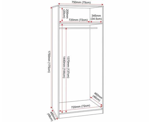 DENVER 2 DOOR WARDROBE BEDROOM SET - WHITE GLOSS