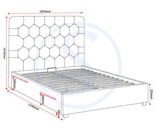 MADISON 5' OTTOMAN BED - BLACK VELVET FABRIC