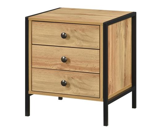 Alva 3 Drawer Bedside - Wotan Oak