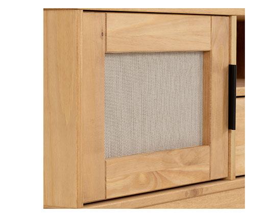 CORONA RATTAN 1 DOOR 1 DRAWER TV UNIT - DISTRESSED WAX PINE/RATTAN EFFECT