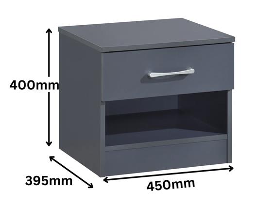 Highbury 1 Drawer Bedside - Dark Grey