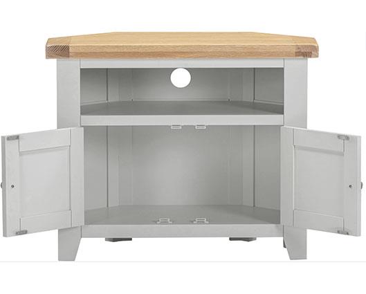 WINDSOR CORNER TV UNIT - PEBBLE GREY/OAK