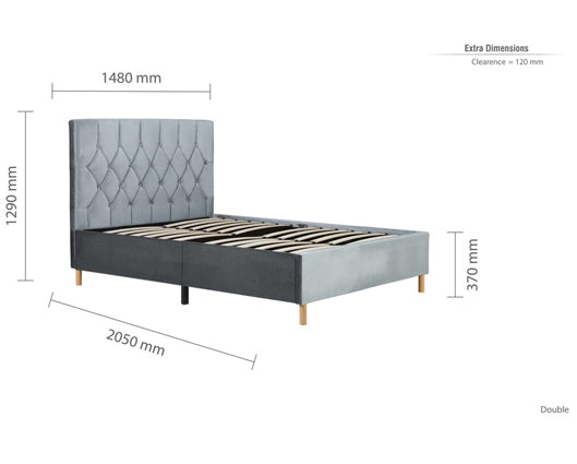Loxley King Size Bed-Grey