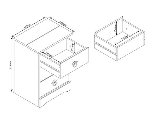 Corona Classic 3 drawer bedside cabinet