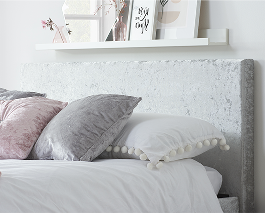 Berlin King Ottoman Bed- Crushed Steel Velvet