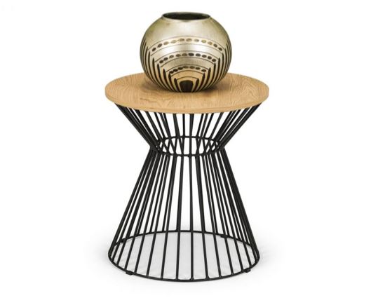 Round Wire Lamp Table - Oak