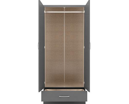 NEVADA MIRRORED 2 DOOR WARDROBE - 3D EFFECT GREY