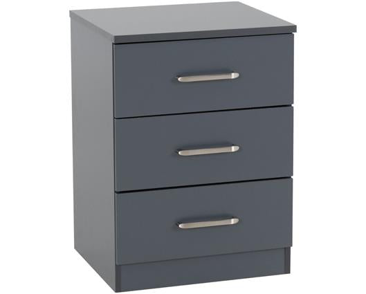 DAKOTA 3 DRAWER BEDSIDE - DARK GREY