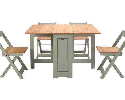 SANTOS BUTTERFLY DINING SET (X4 CHAIRS) - GREEN/DISTRESSED WAXED PINE