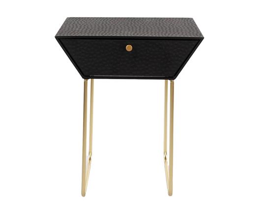 Apollo metal 1 drawer bedside cabinet, black with gold handle and legs