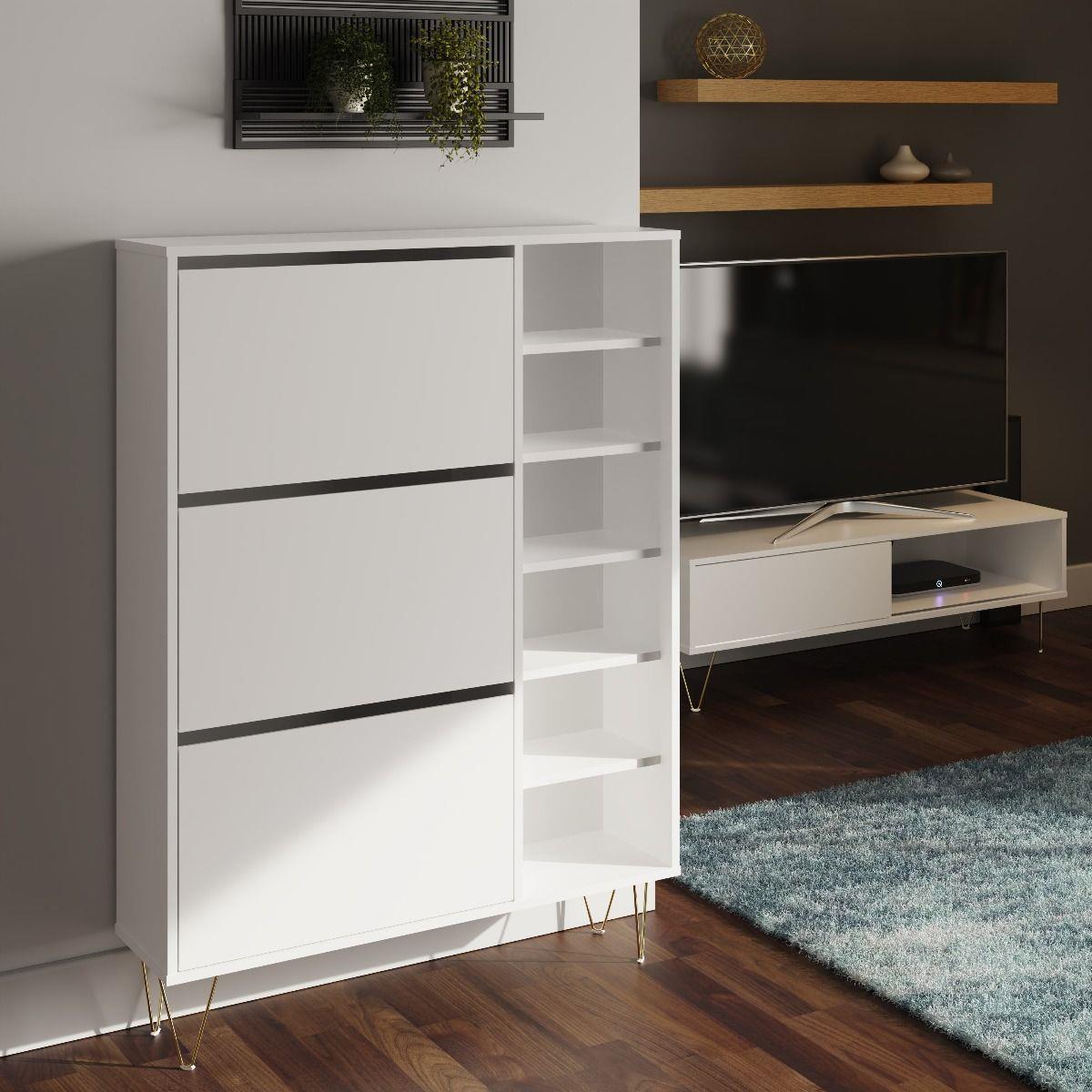 Maeve 3 Drawer Shoe Cabinet- White