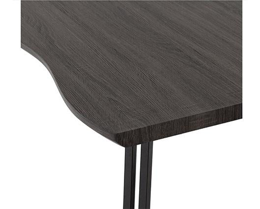 QUEBEC WAVE EDGE DINING SET (X4 CHAIRS) - BLACK WOOD GRAIN/GREY FAUX LEATHER