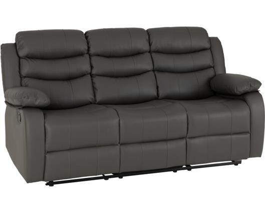 Roma 3 Seater Recliner Sofa - Grey Faux Leather