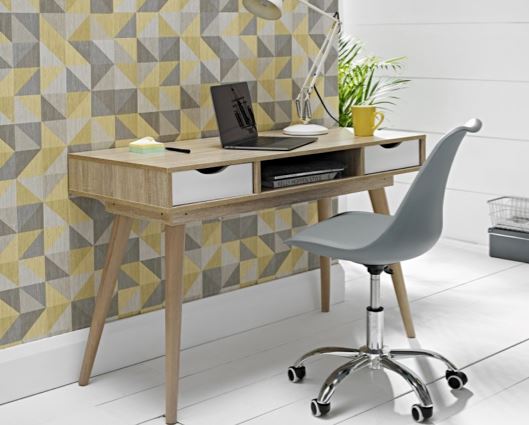 Selda Desk Oak With White Drawers