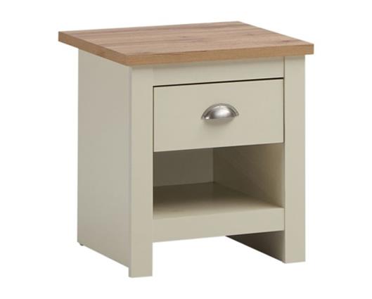 Lincoln Nightstand with 1 Drawer Cream & Oak Effect