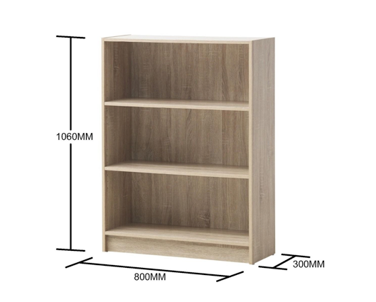 Traditional Low Wide Bookcase-Oak